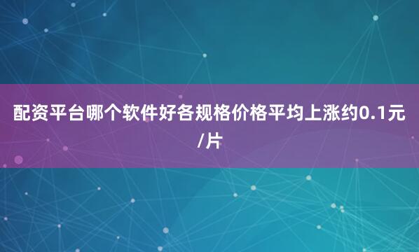 配资平台哪个软件好各规格价格平均上涨约0.1元/片